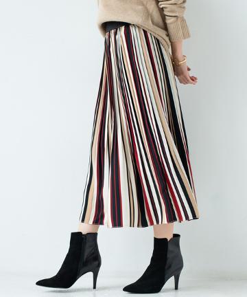 マルチストライププリーツスカート