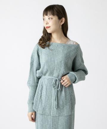 ランダムリブメランジニットカーデ