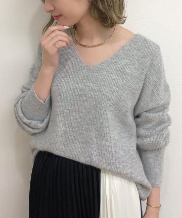 アンゴラ混畦Vニット