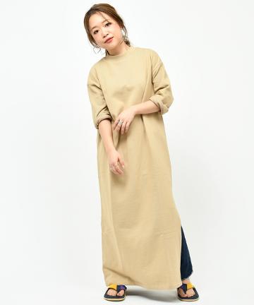 裏毛モックネックワンピース