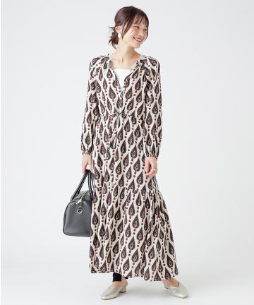 【Omekashi】BIGペイズリーティアードワンピース