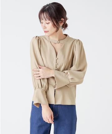 【Omekashi】ハイハートネックブラウス