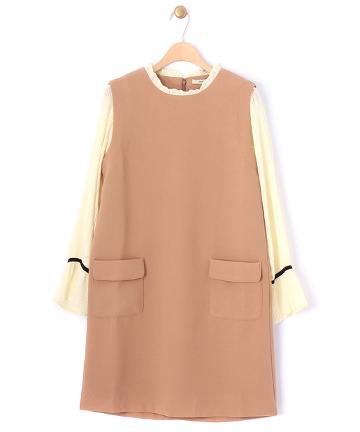 袖プリーツワンピース