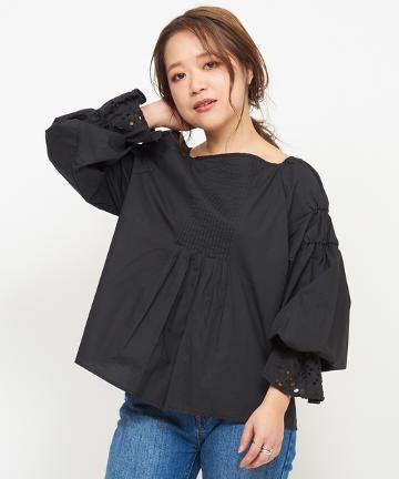 袖パンチングレースブラウス