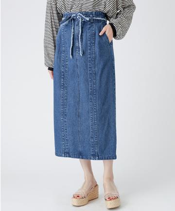 フリンジリボンデニムスカート