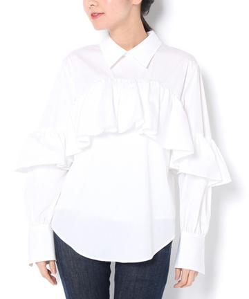 【Awfully】タイプライターフリルシャツ