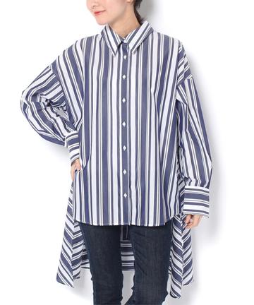 【Awfully】トリアセストライプシャツ