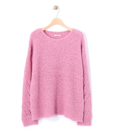 袖ケーブルざっくりニット
