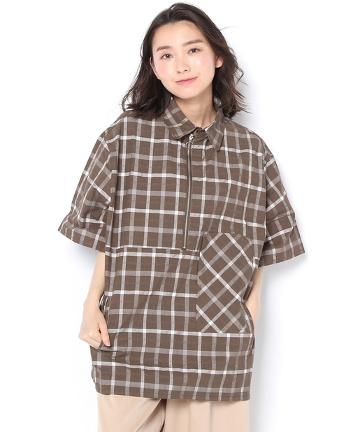 ハーフジップ半袖シャツ