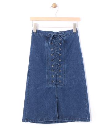 デニムレースアップスカート