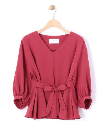 【Omekashi】袖ボリュームフレアブラウス