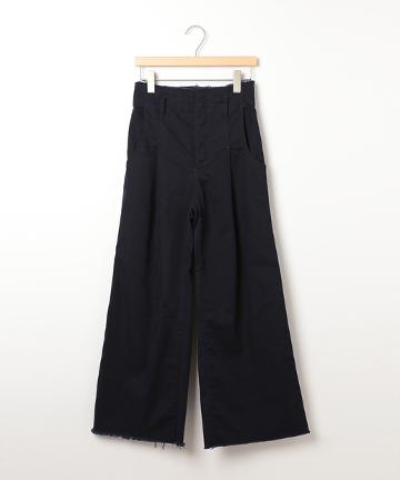 ハイウエスト断ち切りツイルパンツ