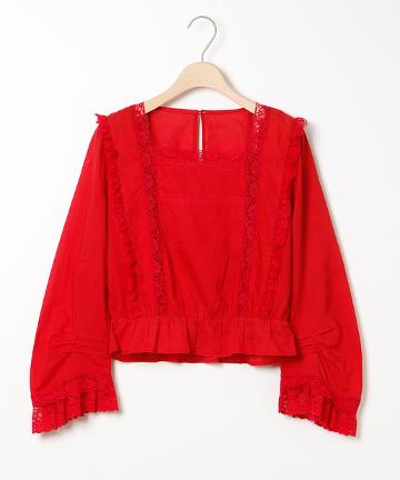 レースフリルショートブラウス