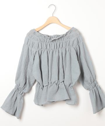 【Omekashi】楊柳シャーリングブラウス