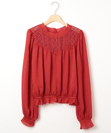 【Omekashi】レースハイネックブラウス