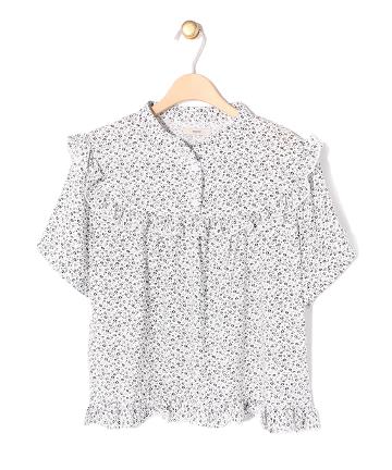 花柄半袖ブラウス