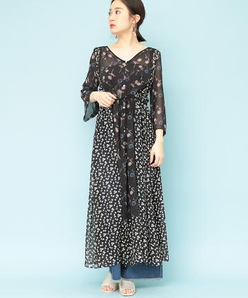 花柄ロングワンピース
