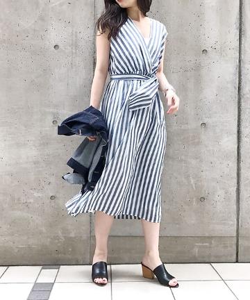 neQuittezpasシルクストライプVネックO