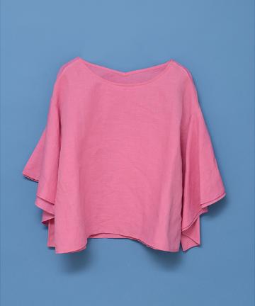 【Omekashi】リネン袖フレアブラウス