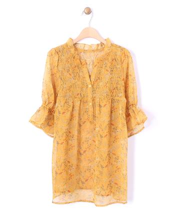 花柄シャーリングブラウス