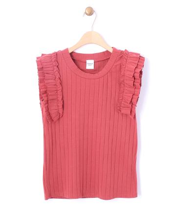 【Omekashi】断ち切りフリルTシャツ