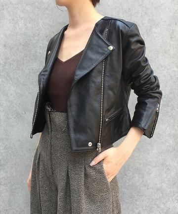 ノーカラーライダースJKT