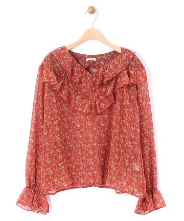 花柄フリルブラウス