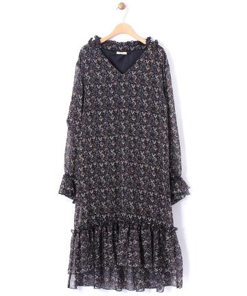 花柄ティアードワンピース