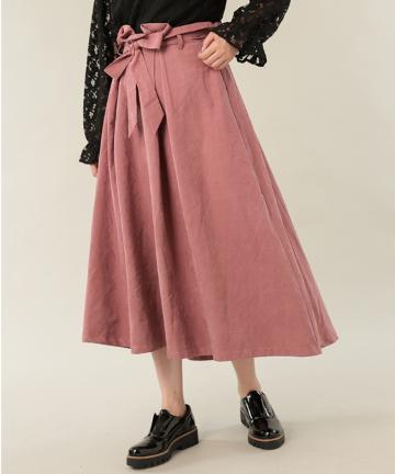 ピーチウエストリボンフレアスカート