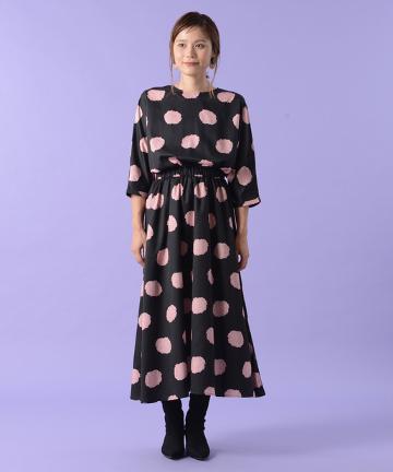 【Omekashi】花ドットドルマンワンピース