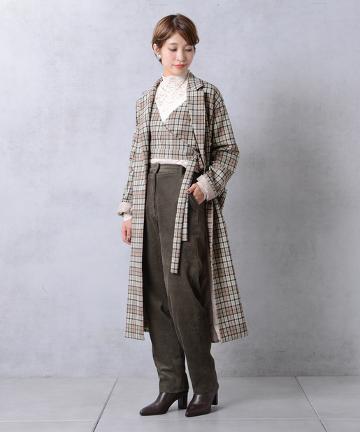 3ピースチェックコート