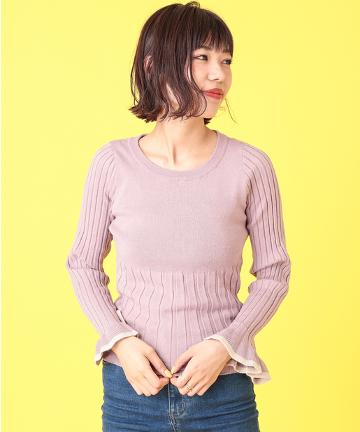 袖口フリルニットプルオーバー