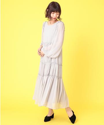 楊柳シフォンティアードロングOP