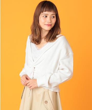 【Omekashi】ワッフル後ろネジリプルオーバー