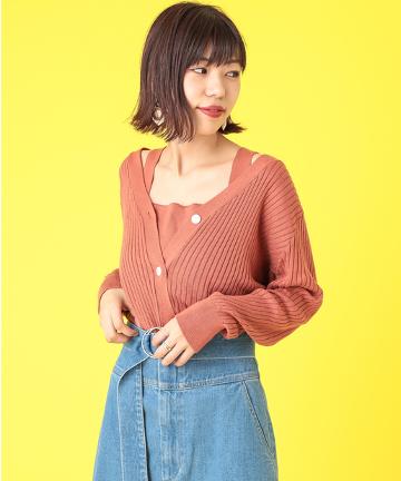 ニットキャミ付きショートカーデ