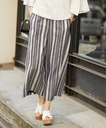 麻混ストライプパンツ