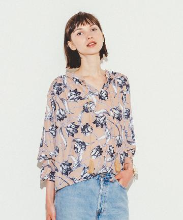 【Omekashi】チューリップ柄ブラウス