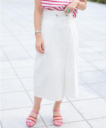 【Omekashi】ラップ風デニムSK