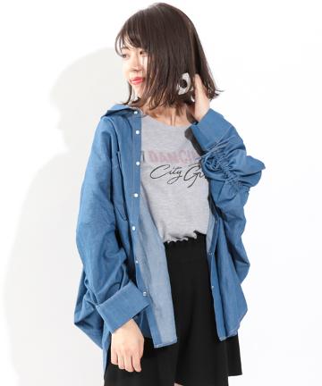 バックギャザーデニムシャツ