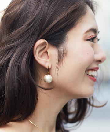 大粒コットンパールピアス