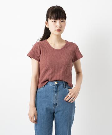 ムジ半袖ワッフルT