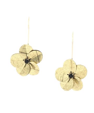 メタリックビッグフラワーバーピアス