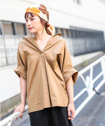 【Omekashi】スキッパードルマンブラウス