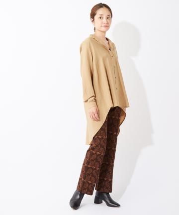 バックギャザーロングシャツ