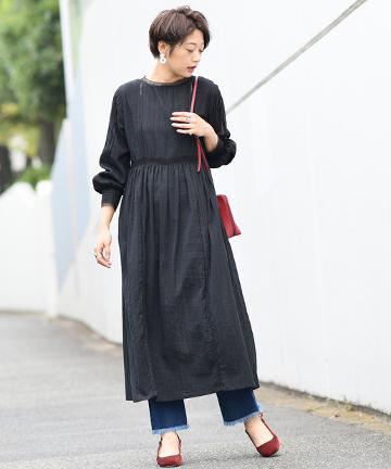 ピンタックレースワンピース