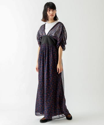 花柄Ｖギャザーワンピース