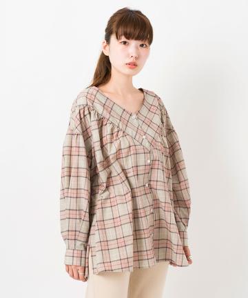 チェック切り替えシャツ