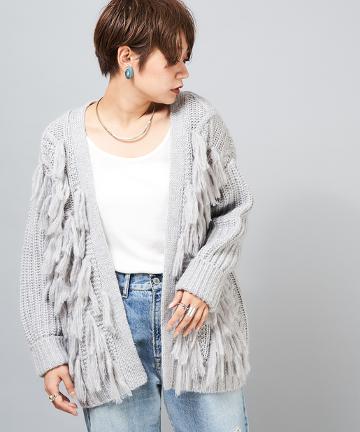 フリンジニットカーディガン