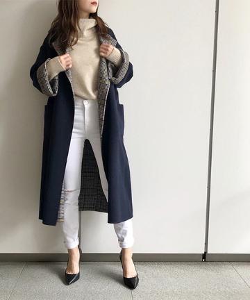チェックリバーシブルコート