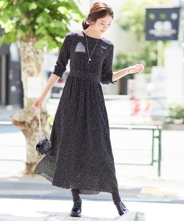 ドットマキシワンピース◆
